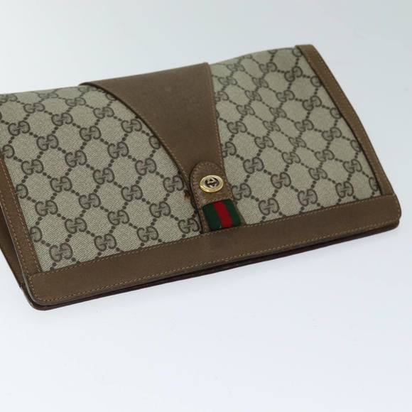 GUCCI GG Supreme Web Sherry Line Clutch Bag PVC Beige Red 89 01 033 Auth yk12556 - Picture 5 of 16